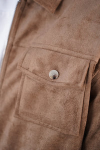 Capo Faux Suede Jacket In Brown