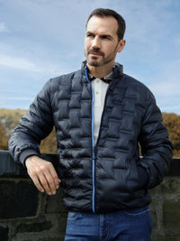 Mish Mash Padded Coat In Navy