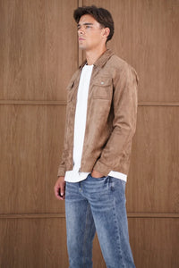 Capo Faux Suede Jacket In Brown