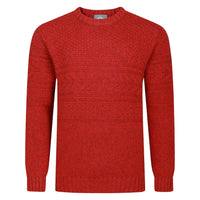 Guernsey Pattern Crew Neck Sweater In Chilli