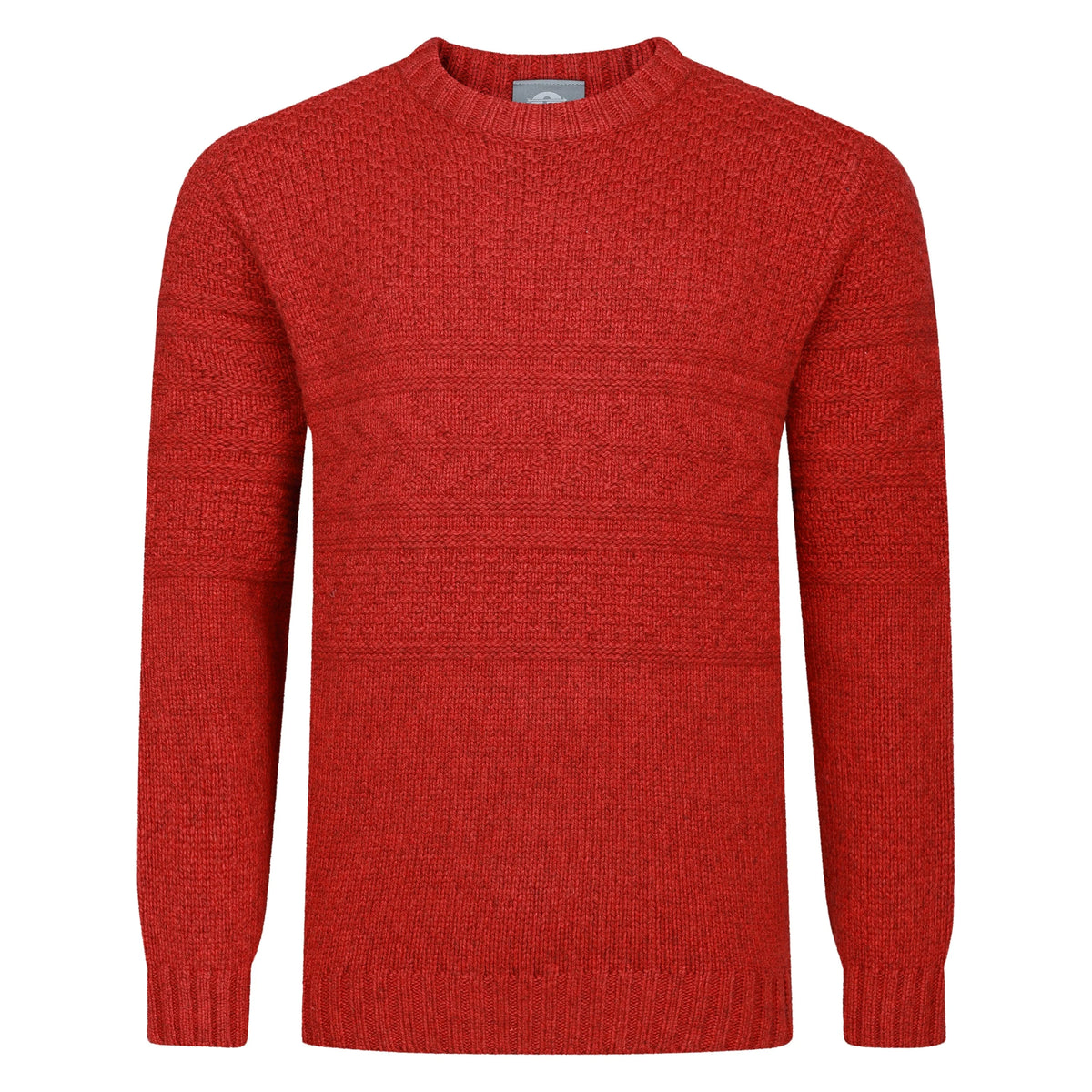 Guernsey Pattern Crew Neck Sweater In Chilli
