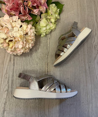 Caprice Woven Strap Leather Sandals In Silver