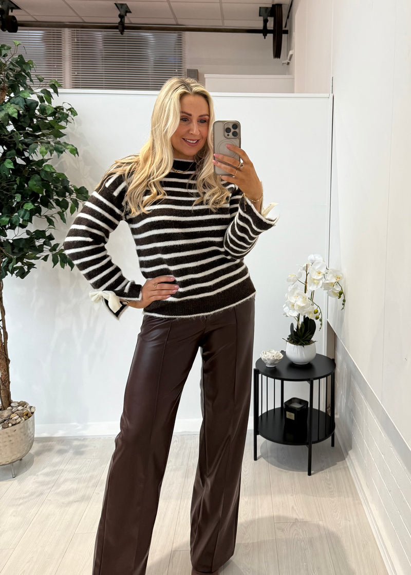 Sophia Striped Jumper In Chocolate
