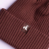 Organic Cotton Beanie In Burgundy/Brown