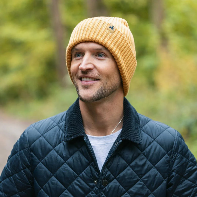 Organic Cotton Beanie In Mustard