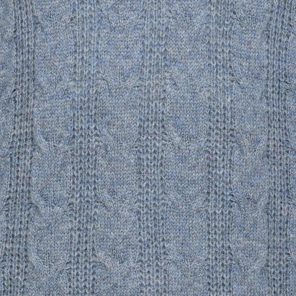 Cable Front 1/4 Zip Sweater In Misty Blue