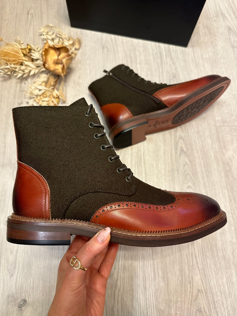 Justin Reess Cliford Boots In Brown/Green