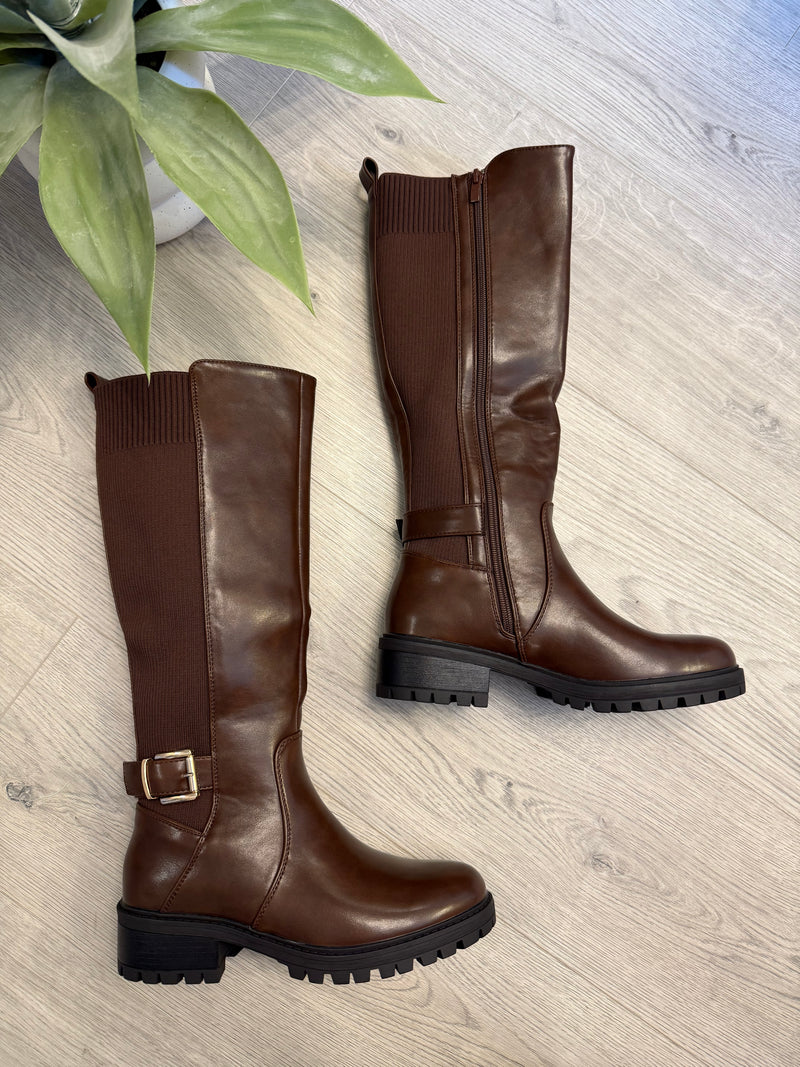 Billie Knee Boots In Brown