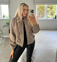 Faye Bomber Jacket in Taupe