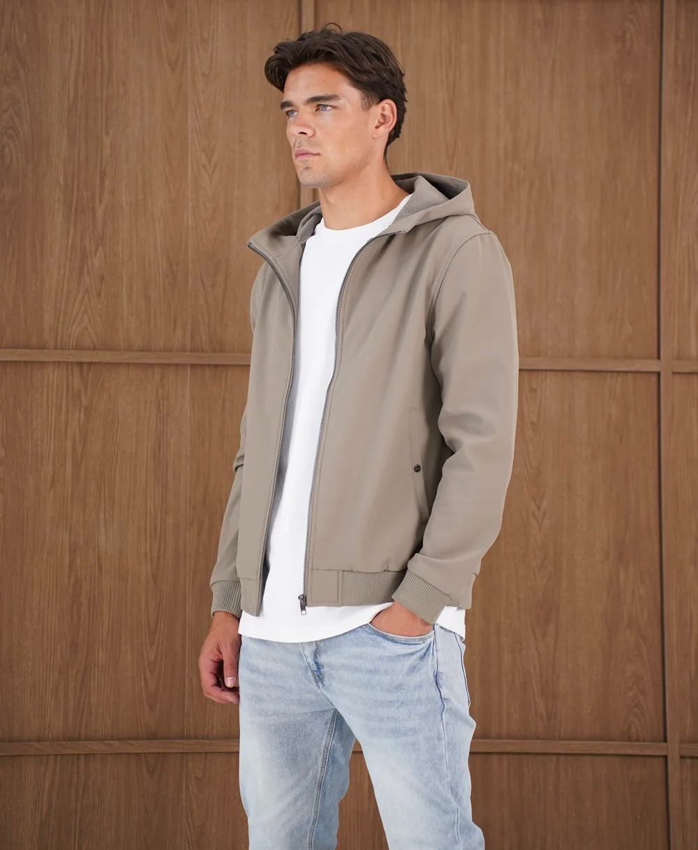 Capo Soft Shell Hood Jacket In Olive