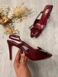 Burgundy Patent Pointed Heels