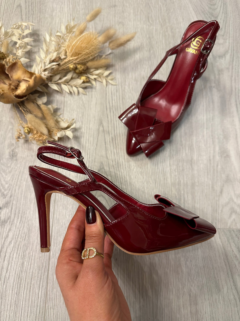 Burgundy Patent Pointed Heels