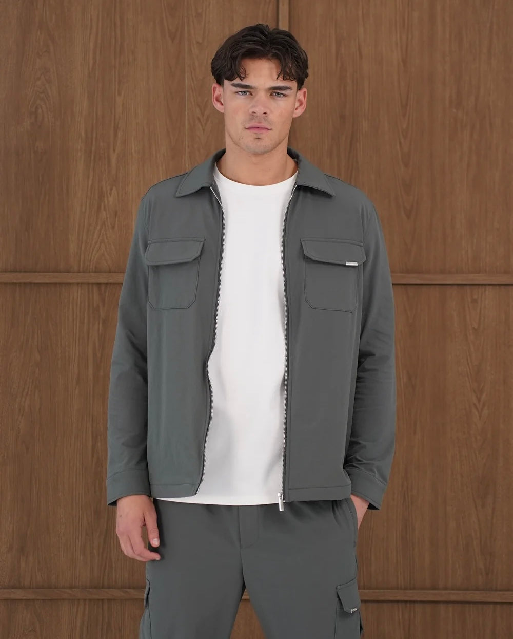 Capo Utility Overshirt In Charcoal