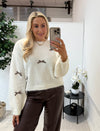 Laura Leopard Bow Jumper In Cream