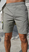 Capo Utility Cotton Cargo Shorts In Slate Grey