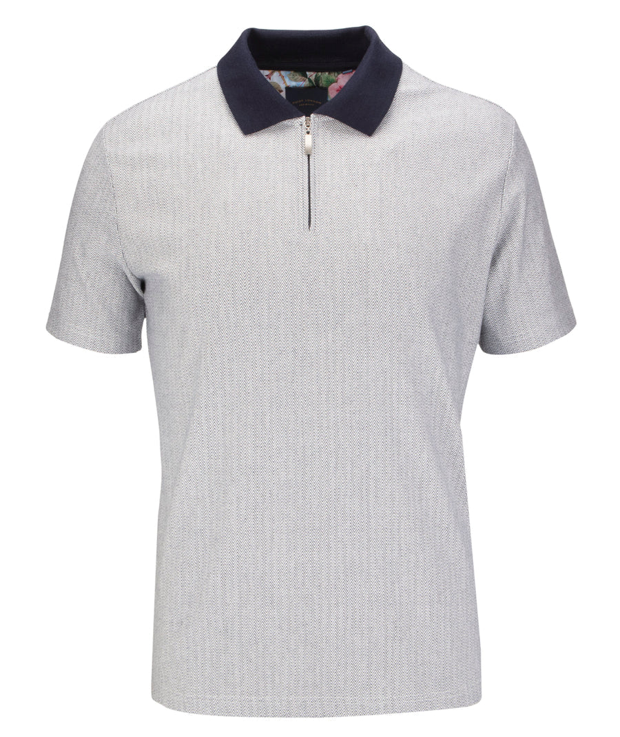 Guide London Herringbone Polo Shirt In Navy