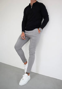 Capo Egyptian Cotton LS Zip Polo Shirt In Black