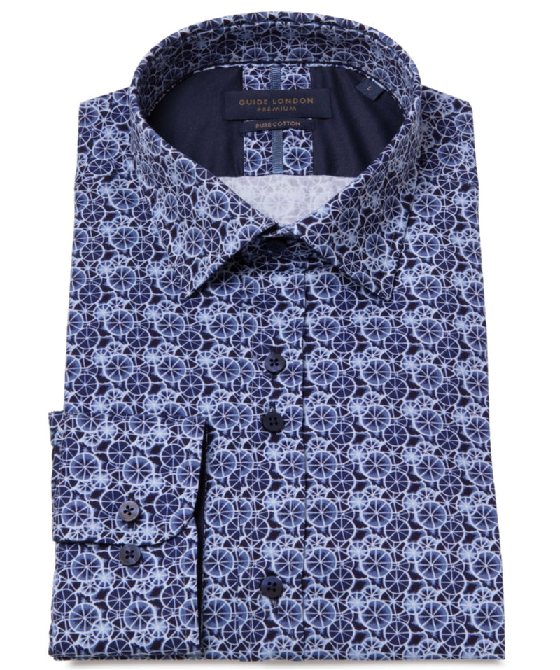 Guide London Geometric Print Shirt In Navy