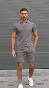 Capo Jersey Slub Polo Shirt In Charcoal