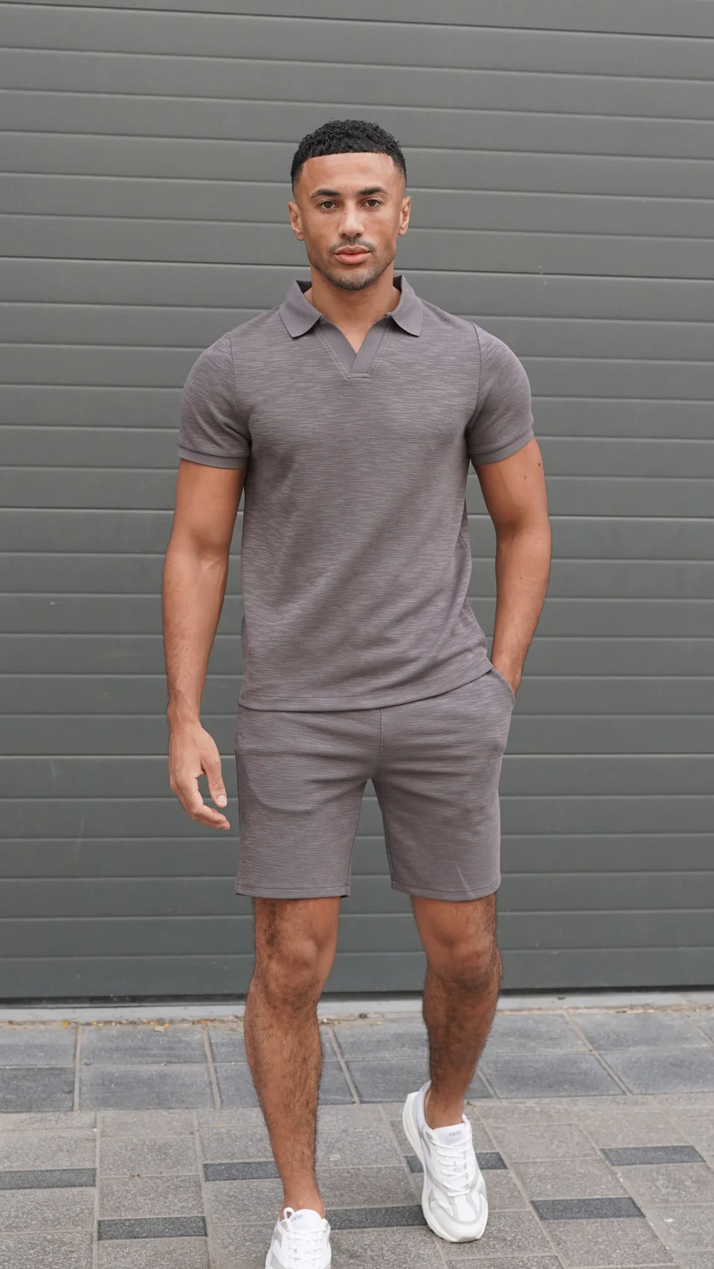 Capo Jersey Slub Polo Shirt In Charcoal