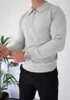 Capo Egyptian Cotton LS Zip Polo Shirt In Stone