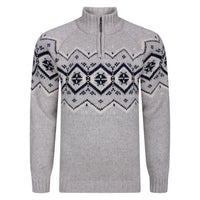 Nordic Pattern 1/4 Zip Sweater In Silver