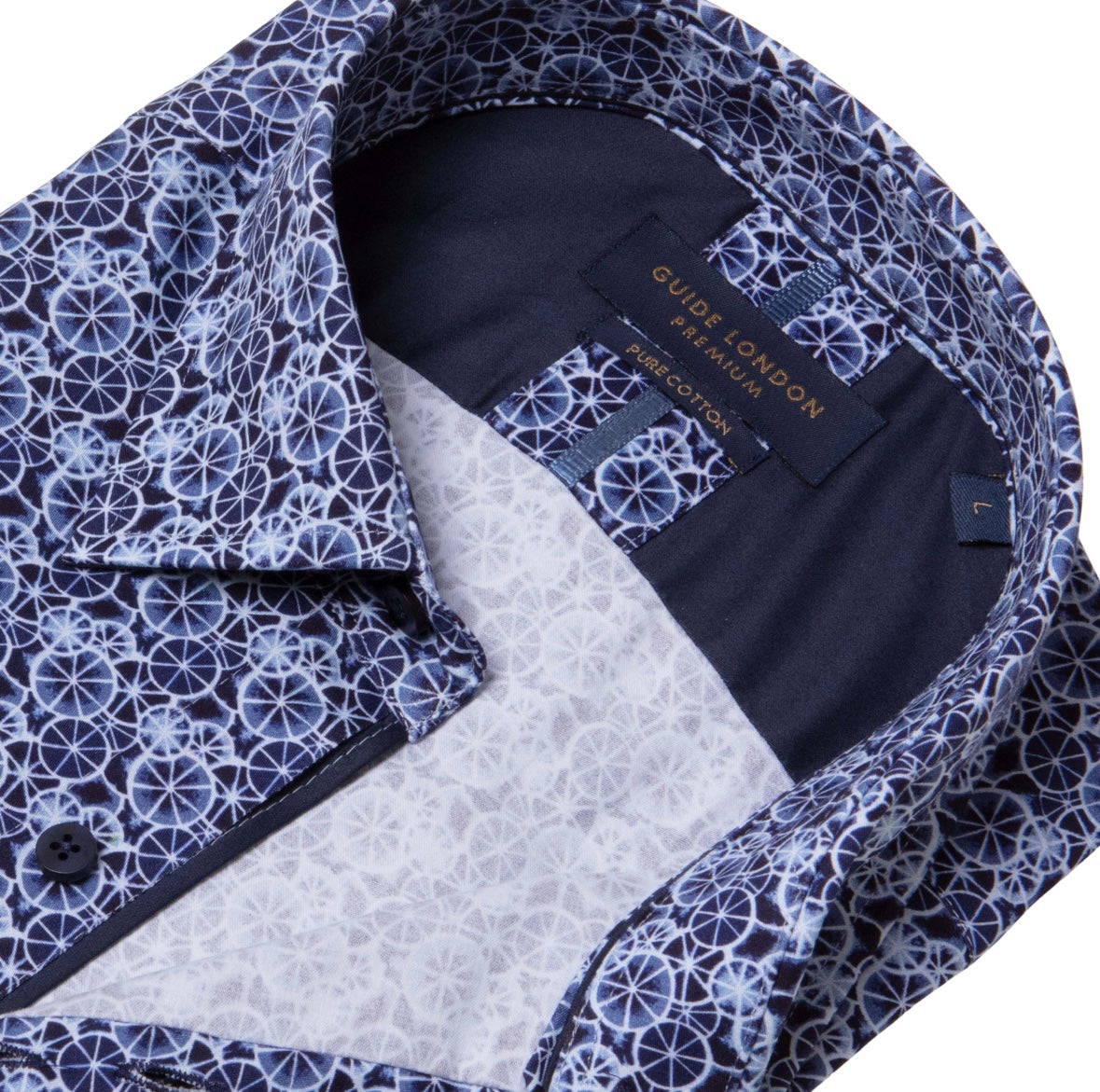 Guide London Geometric Print Shirt In Navy