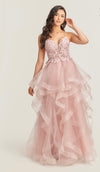 Jora Collections Full Skirted Prom Dress In Mauve Pink