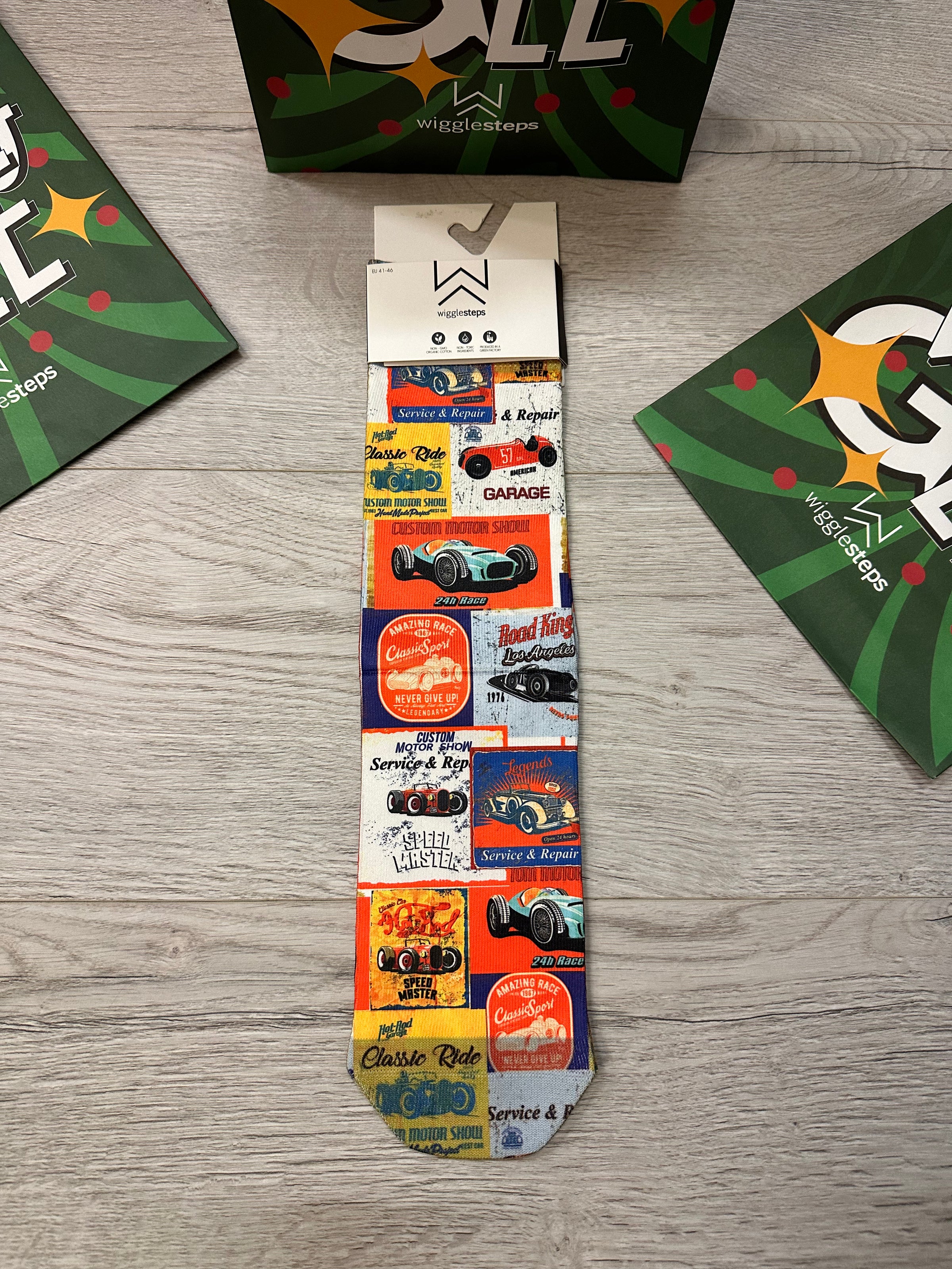 Wigglesteps Classic Car Race Socks