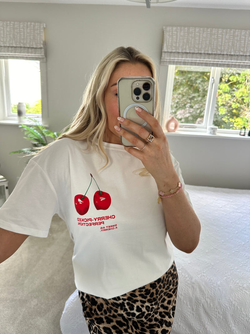 Cherry Perfection Tee In White