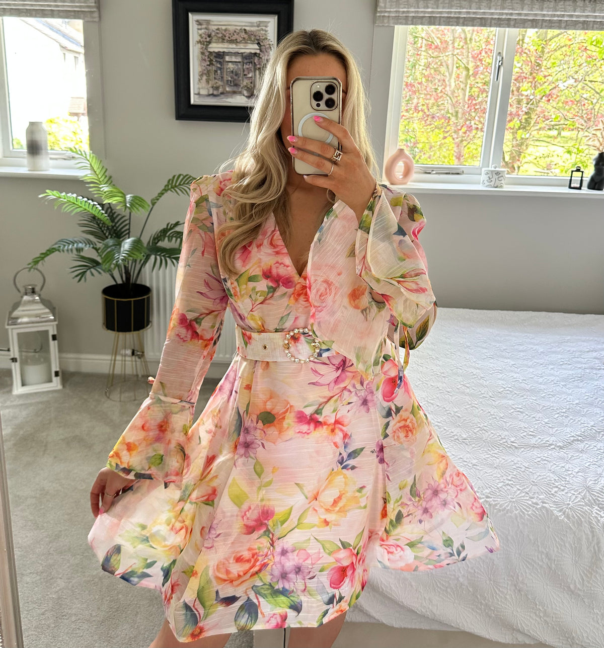 Kay Floral Dress In Peach