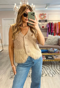 Belle Knit Faux Fur Trim Waistcoat