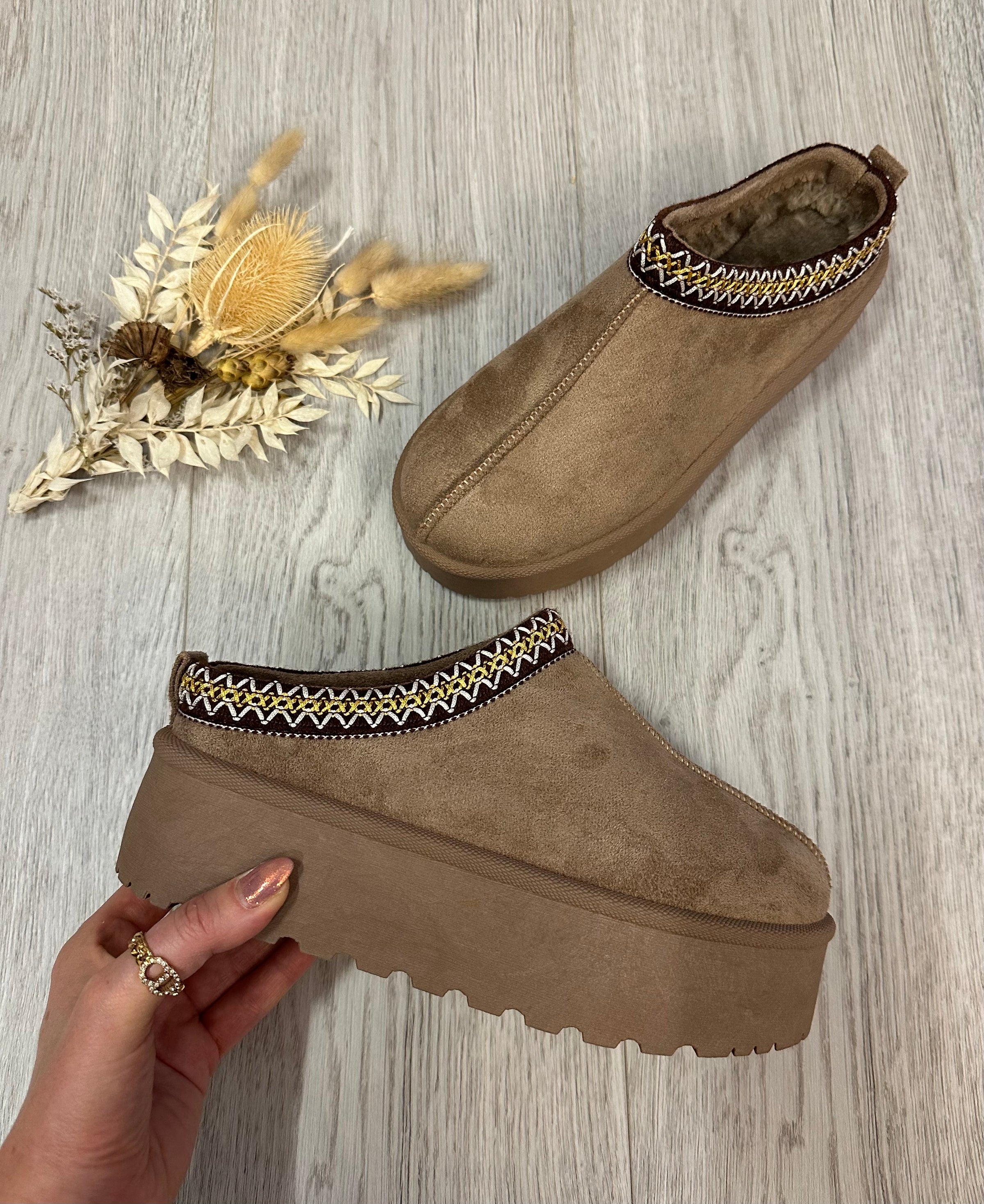 Evelyn Slip Ons In Taupe