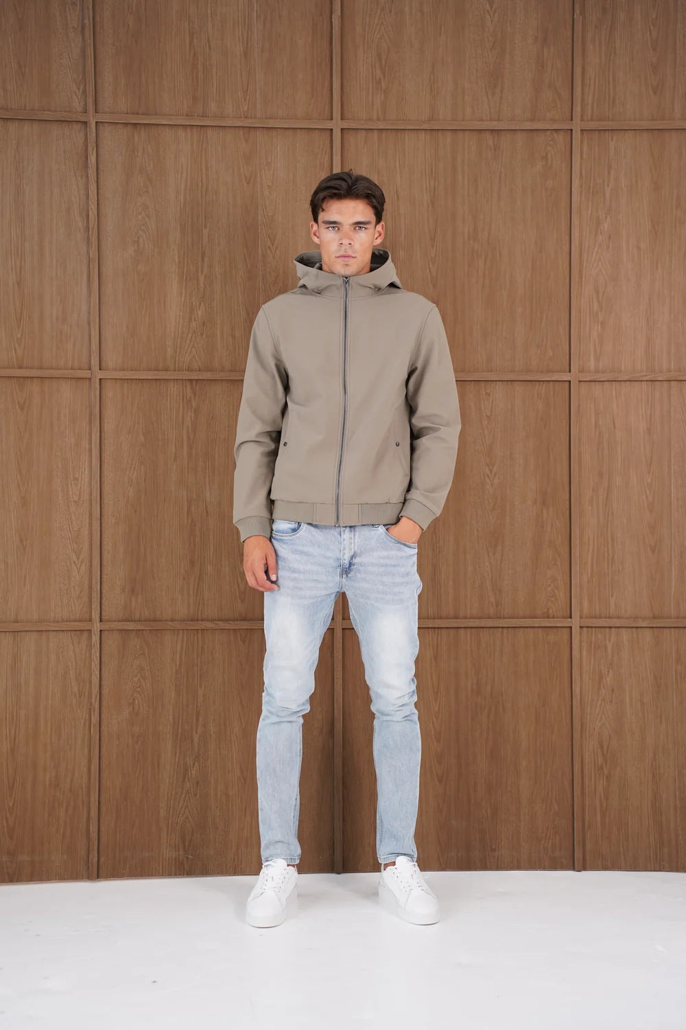 Capo Soft Shell Hood Jacket In Olive