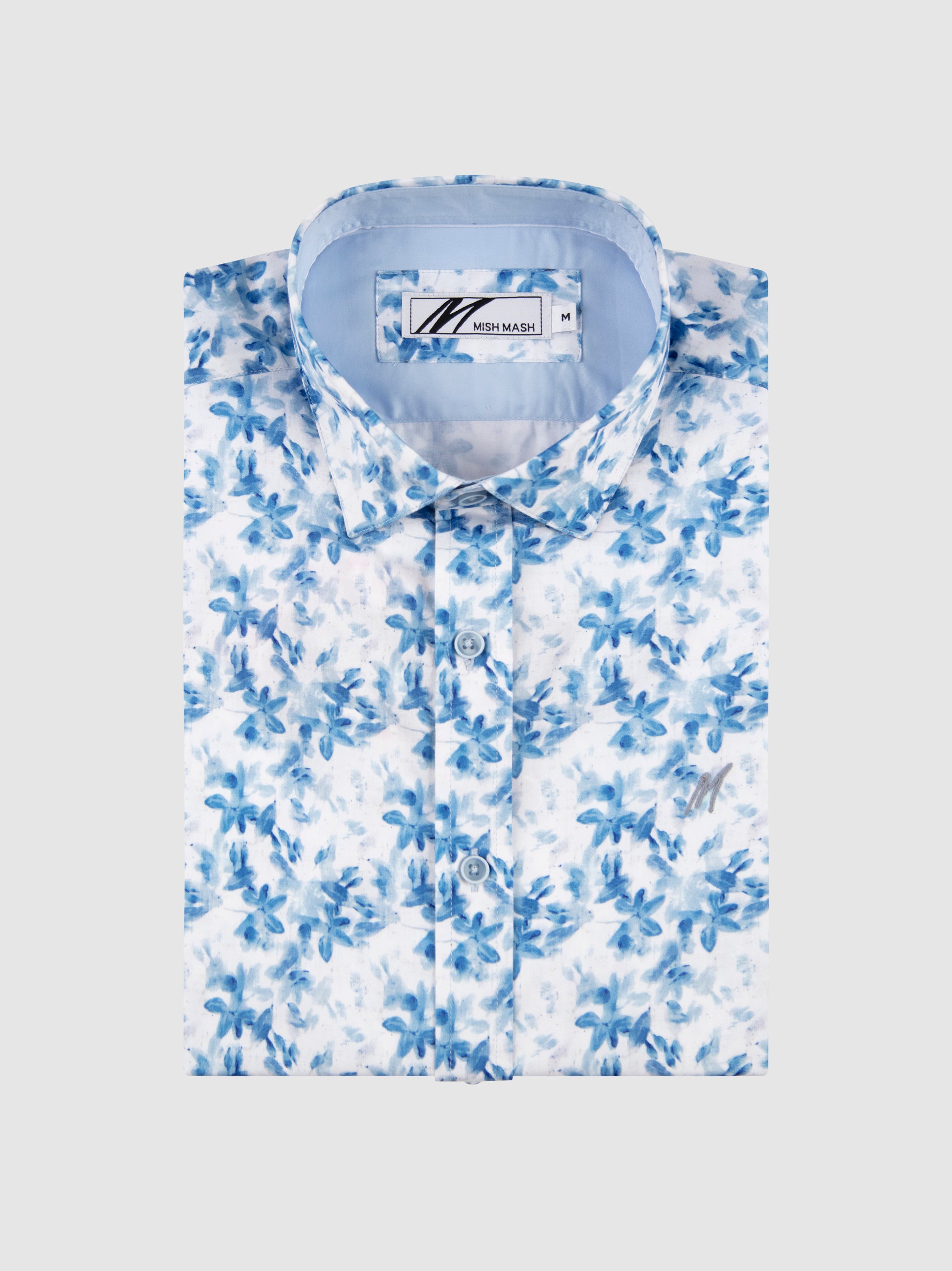 Mish Mash Gulf Short Sleeve Shirt In White/Sky