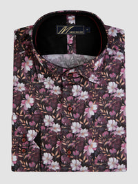 Mish Mash Floral Shirt In Wine