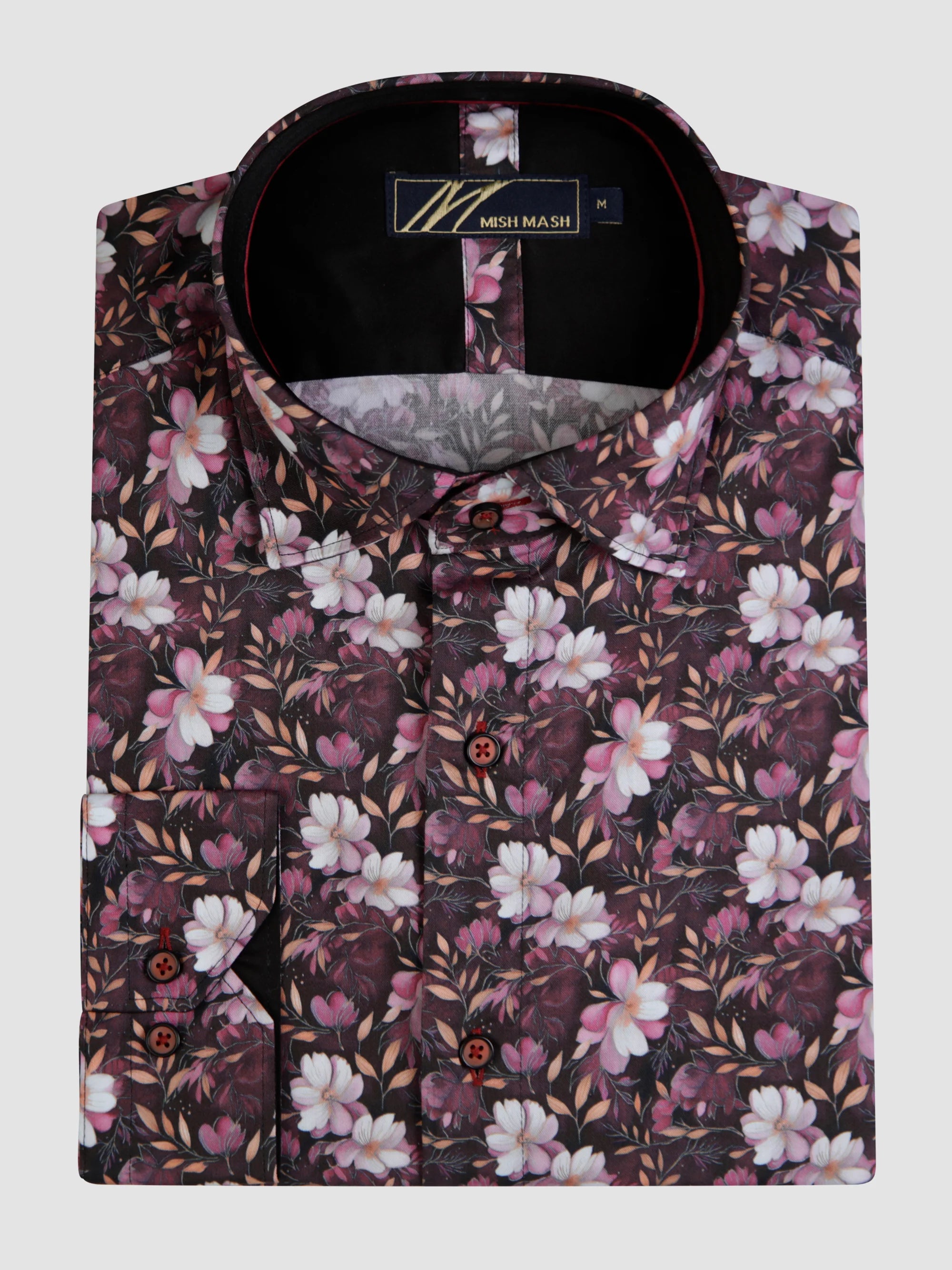 Mish Mash Floral Shirt In Wine