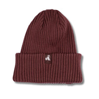 Organic Cotton Beanie In Burgundy/Brown