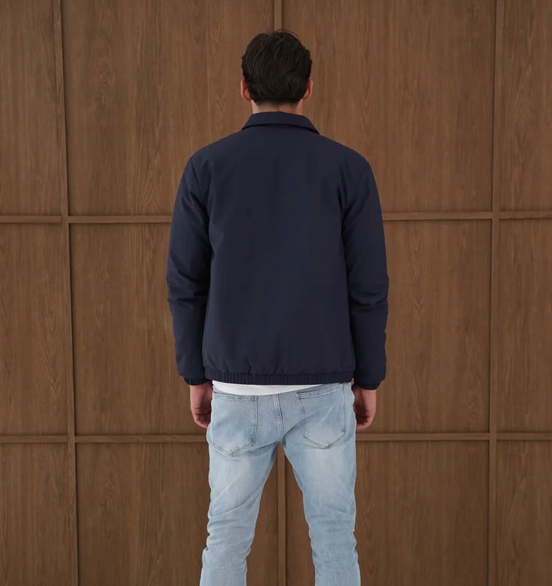 Capo Padded Collar Jacket In Navy
