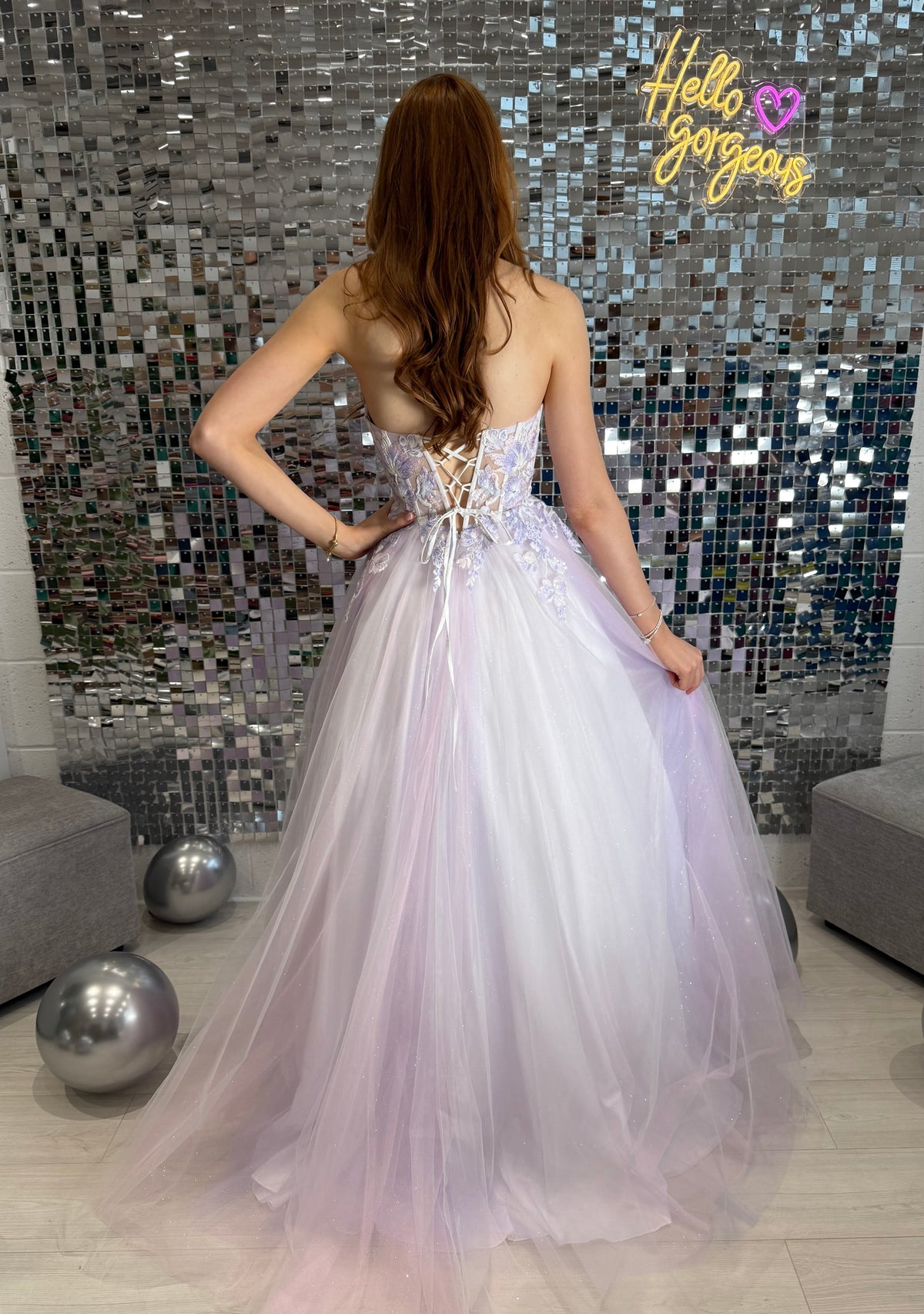 Jora Collections Full Skirted Prom Dress In Lilac/Mint