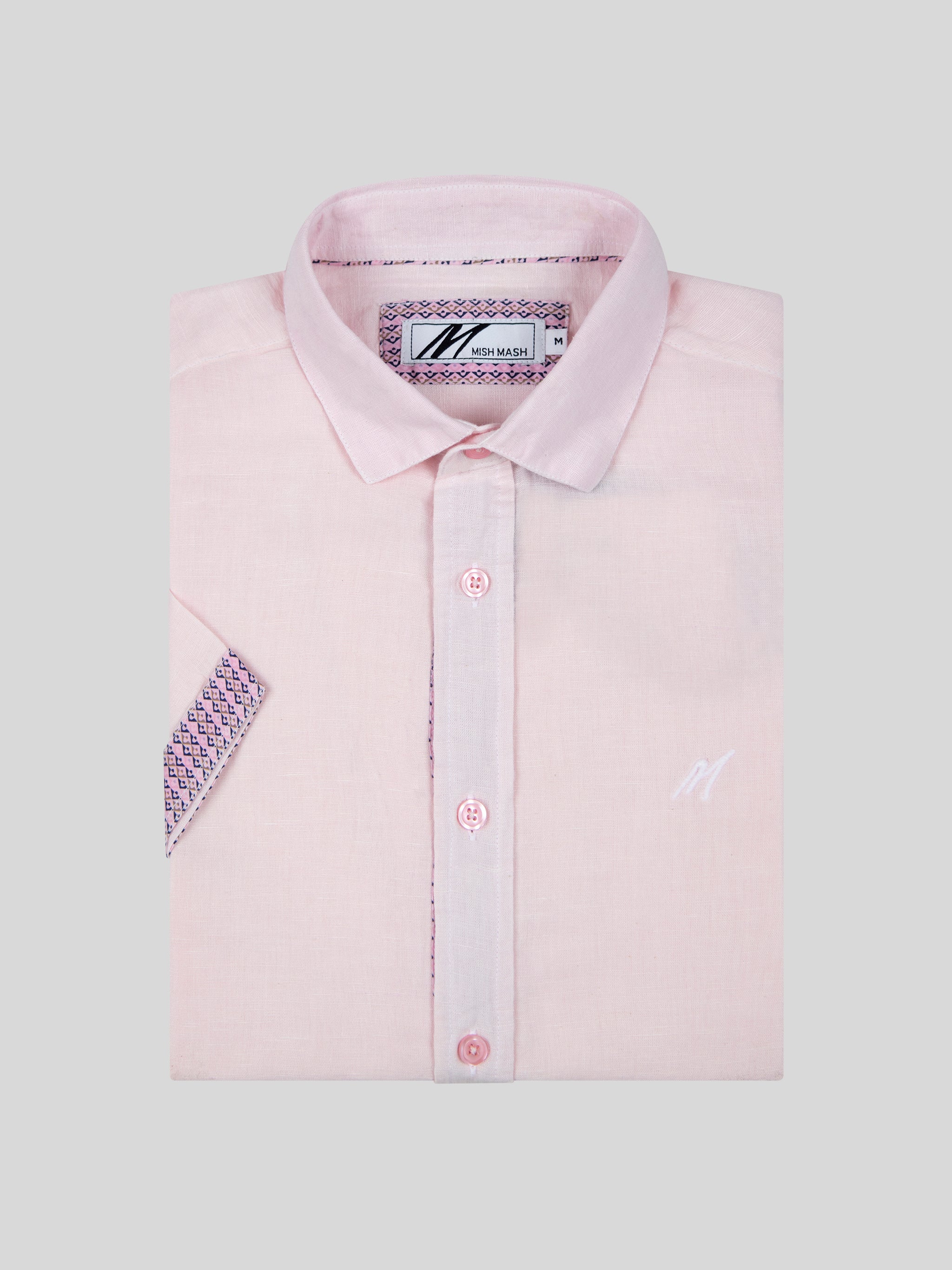 Mish Mash Current Short Sleeve Shirt In Soft Pink