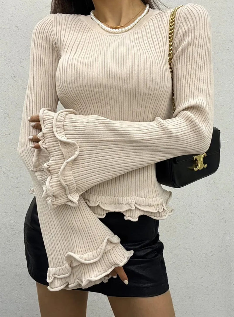 Jessie Ribbed Jumper In Cream