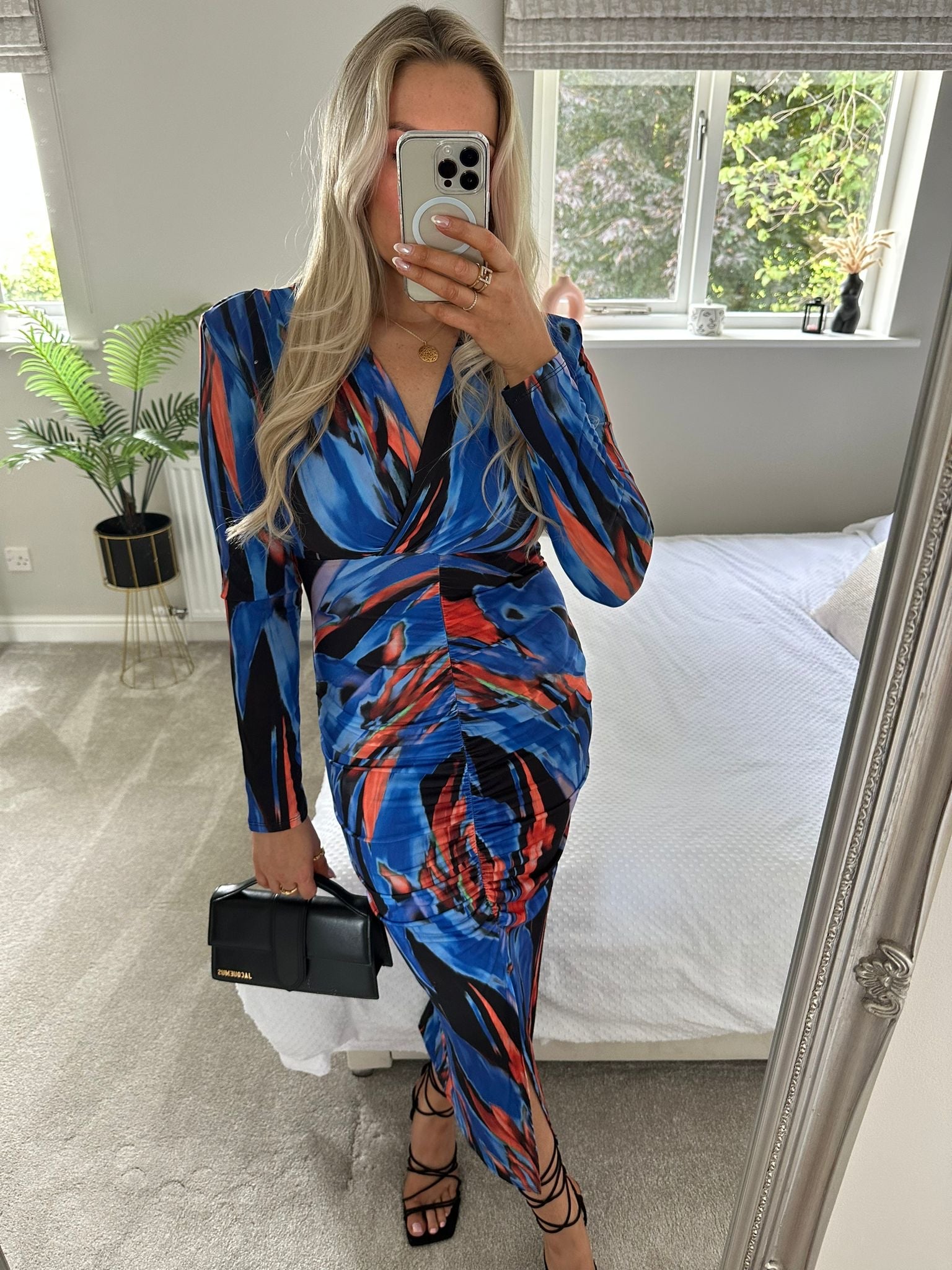 Tory Long Sleeve Midi Dress In Multi