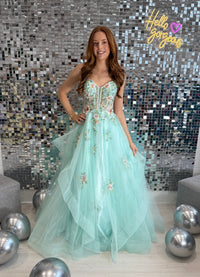 Jora Collections Full Skirted Prom Dress In Mint Green