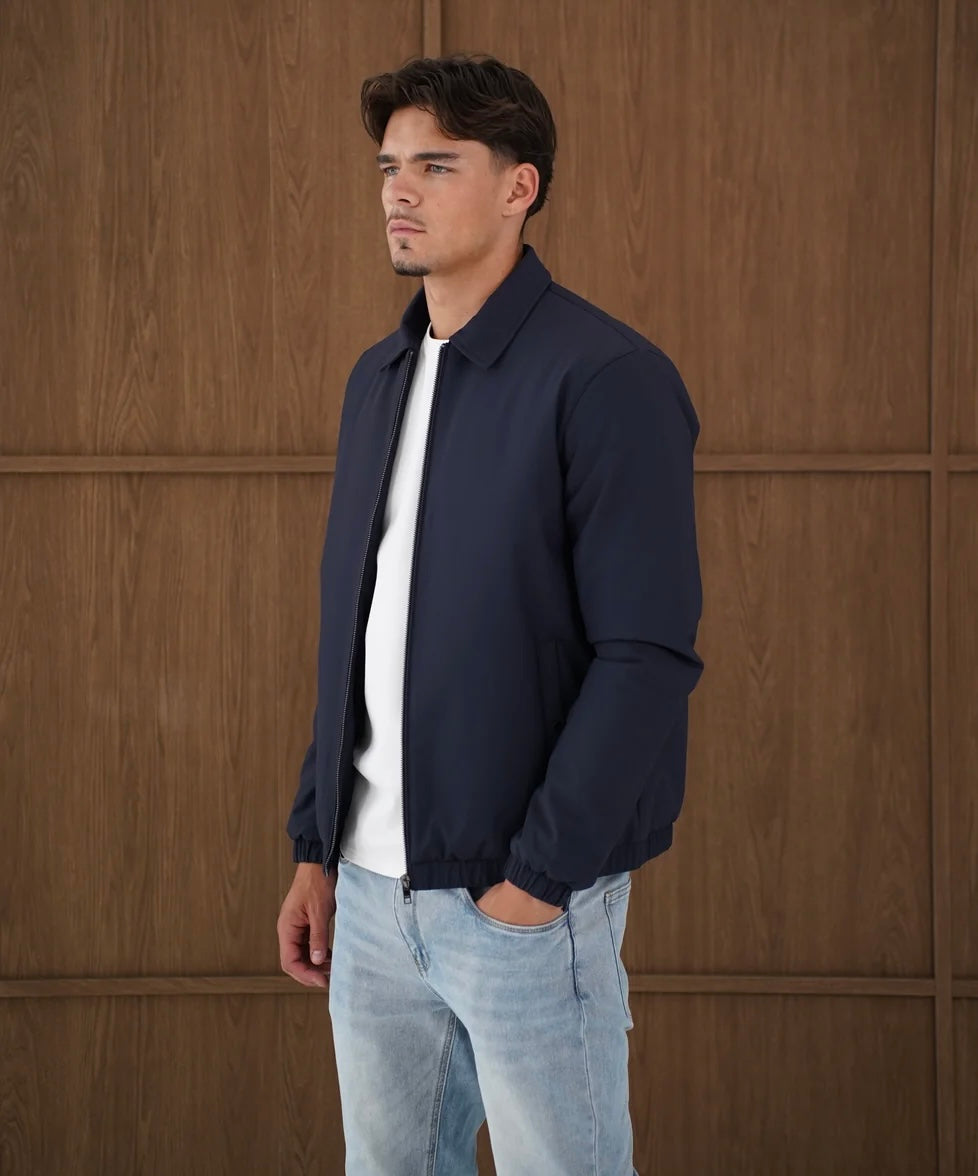 Capo Padded Collar Jacket In Navy