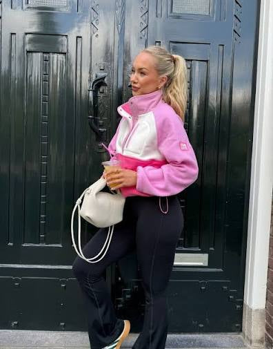 Gym Plus Coffee Snap Polar Fleece In Cotton Candy