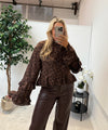 Flo Floral Ruffle Top In Chocolate