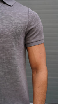 Capo Jersey Slub Polo Shirt In Charcoal