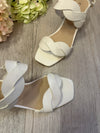 Caprice Twist Strap Leather Sandals In White