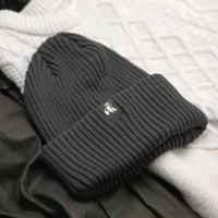 Organic Cotton Beanie In Black/Charcoal